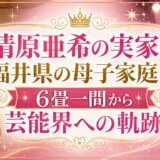 清原亜希の実家は福井県の母子家庭|6畳一間から芸能界への軌跡